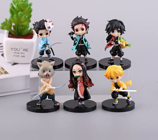 6pcs Demon Slayer Kimetsu no Yaiba figures cake figures