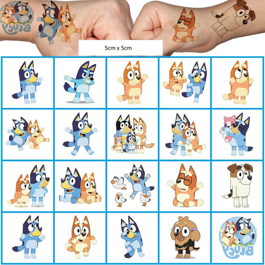 Bluey Temporary Tattoos Stickers set of 20pcs (5cm x 5cm each)