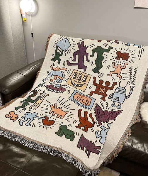 Keith Haring Thread Blanket, Throw Blanket, Sofa cover, carpet