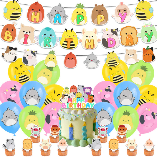 Squishmallows Party Supplies for Kids’ Birthday Party decorations Banner Balloon Set