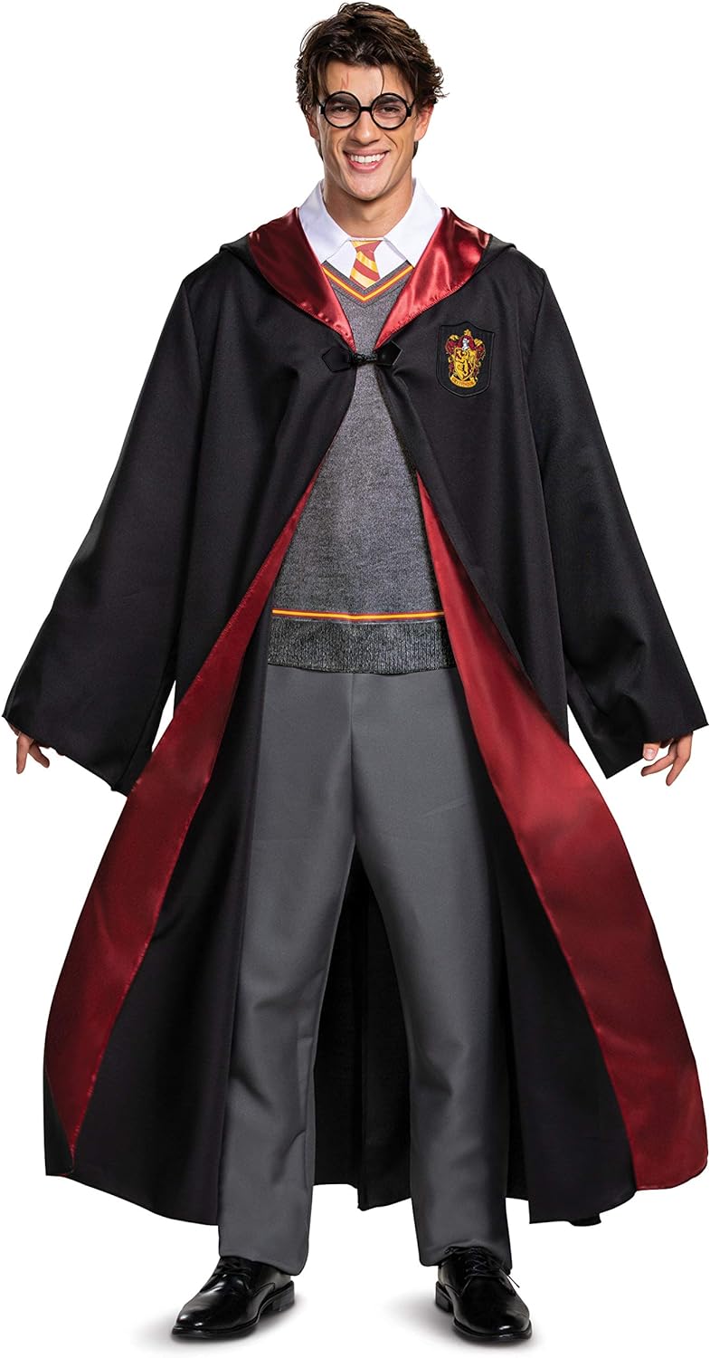 Harry Potter Cosplay Gryffindor Robe Cape Cloak +Glasses + Wand