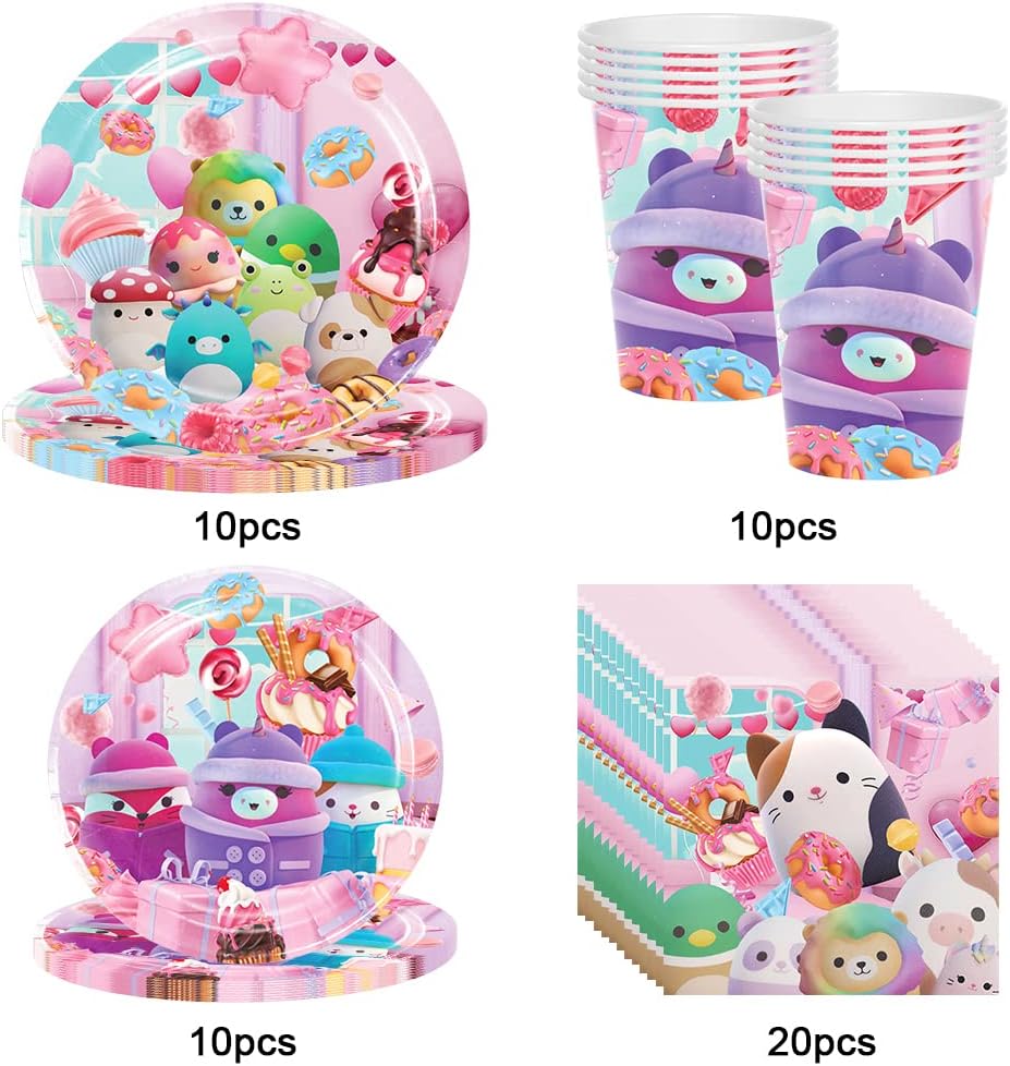 Squishmallows Party Supplies for Kids’ Birthday Party ware plate cup set