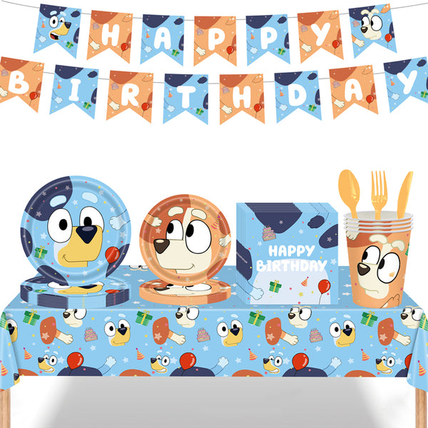 Bluey Party Supplies for Kids’ Birthday Party decorations Tableware plate cup Set