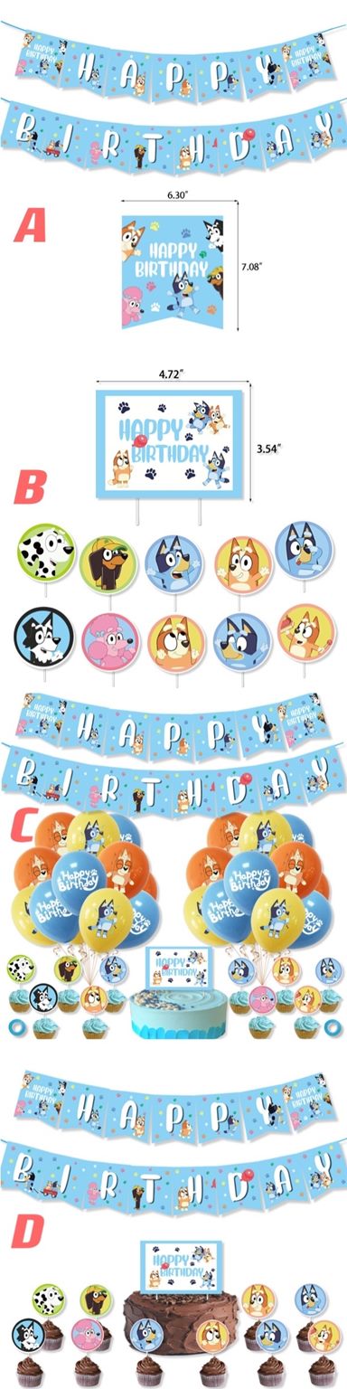 Bluey Party Supplies for Kids’ Birthday Party decorations Balloon Cake decor