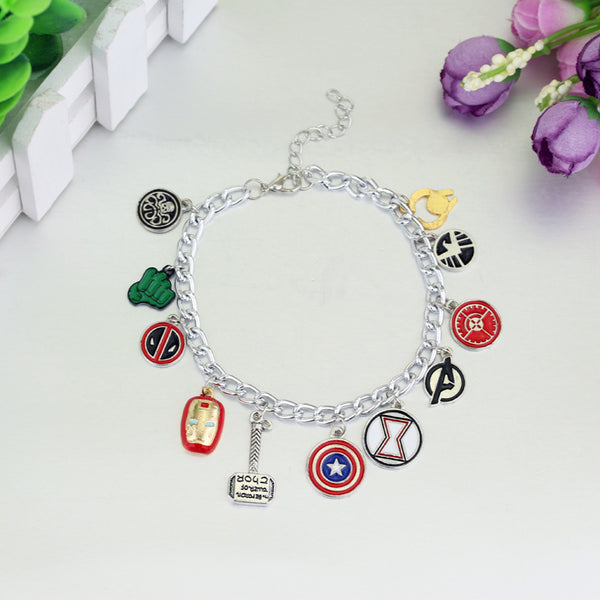 Marvel Super Heroes Logo Multi Character Charm Bracelet