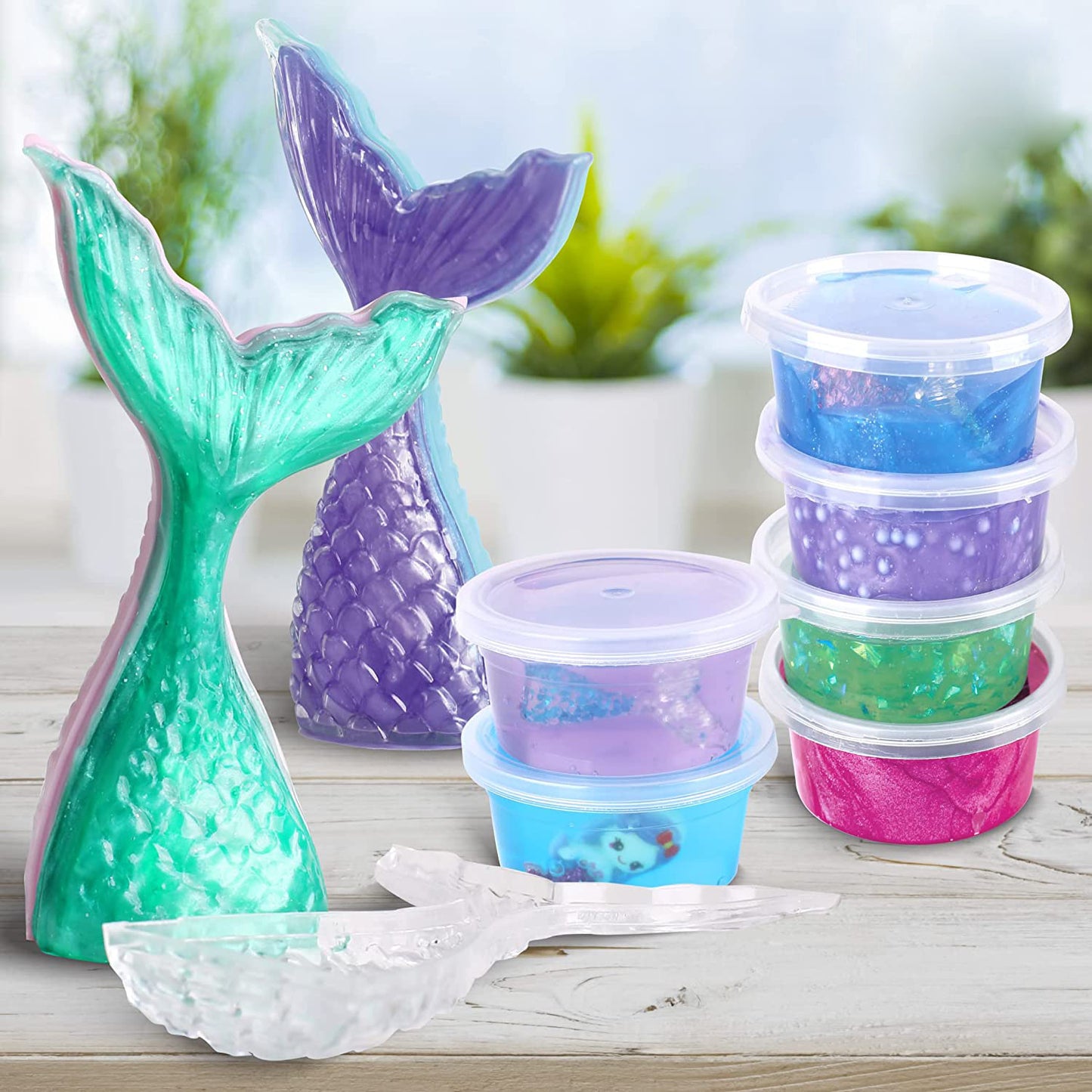 Mermaid Slime DIY Kit, Fun Soft and Non-Sticky Butter Slime Making Kit