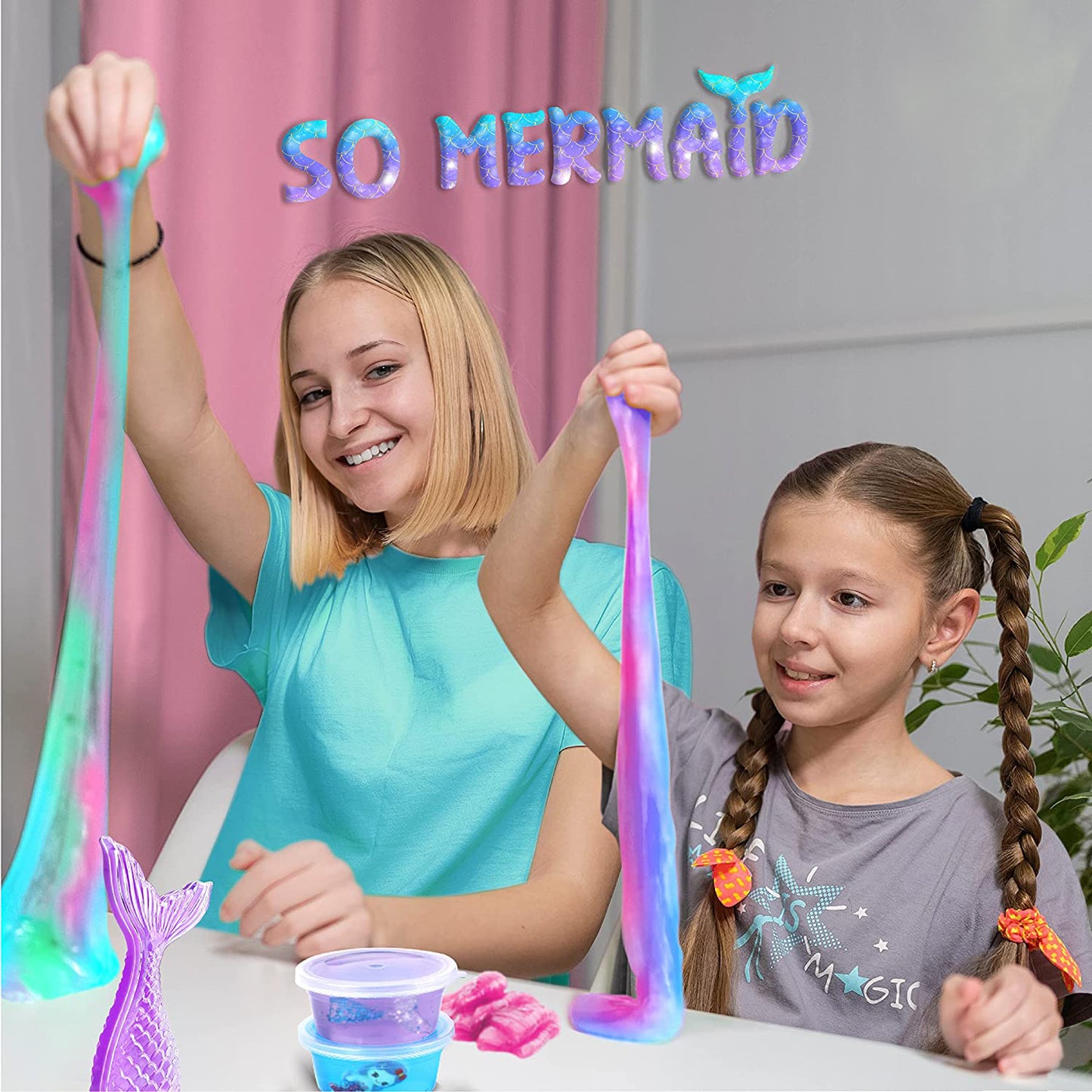 Mermaid Slime DIY Kit, Fun Soft and Non-Sticky Butter Slime Making Kit