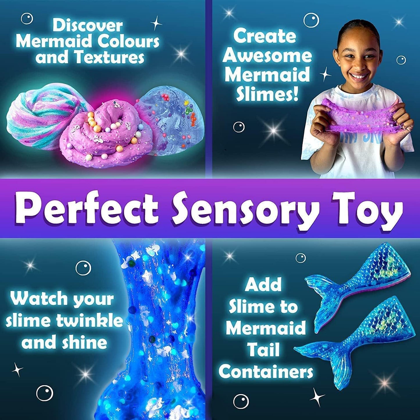 Mermaid Slime DIY Kit, Fun Soft and Non-Sticky Butter Slime Making Kit