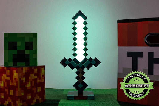 Minecraft Diamond Sword 14 Inch USB Desk LED Night Light - Decorative, Fun, Safe & Awesome Bedside Mood Lamp