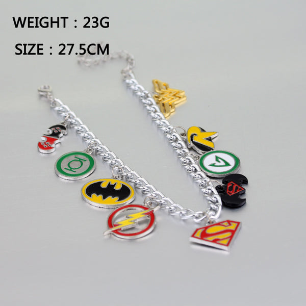 DC Super Heroes Logo Multi Character Charm Bracelet