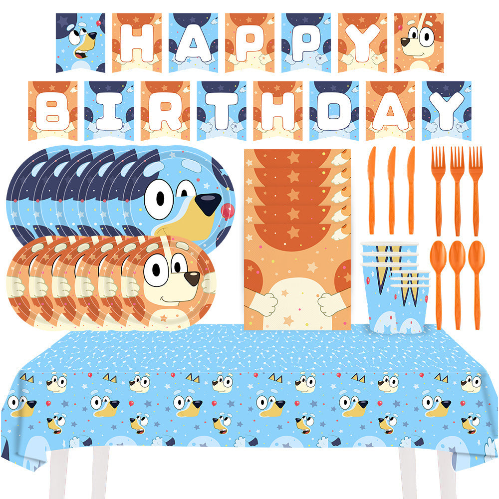 Bluey Party Supplies for Kids’ Birthday Party decorations Tableware plate cup Set