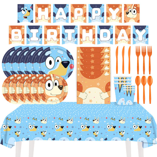 Bluey Party Supplies for Kids’ Birthday Party decorations Tableware plate cup Set