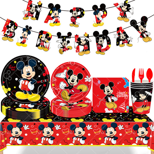 Mickey Mouse Party Supplies for Kids’ Birthday Party decorations Tableware plate cup Set
