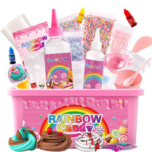 Rainbow Candy Slime DIY Kit, Fun Soft and Non-Sticky Butter Slime Making Kit