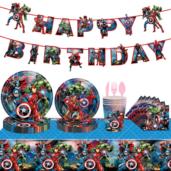 Avengers Party Supplies for Kids’ Birthday Party decorations Tableware plate cup Set