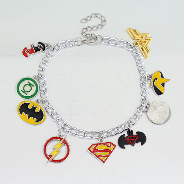 DC Super Heroes Logo Multi Character Charm Bracelet