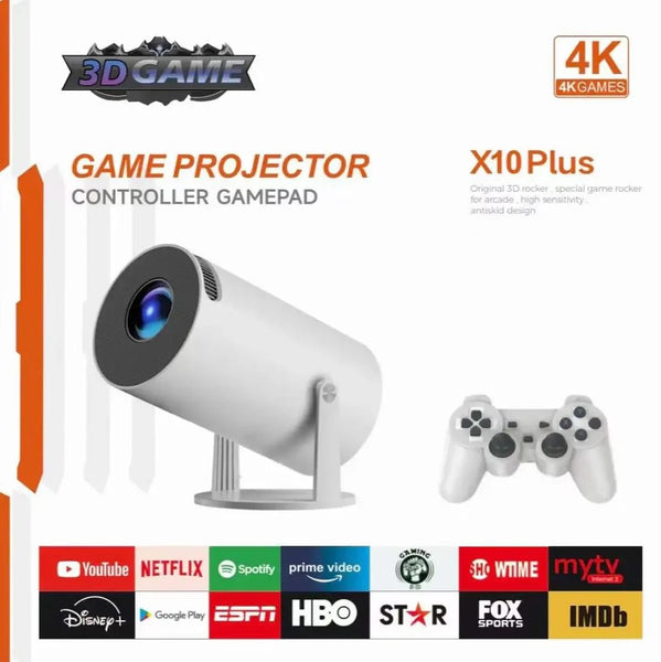 X10 Plus Game Projector Classic Retro Video Game Console 64GB 10000 Games LCD Potable Projector 4K