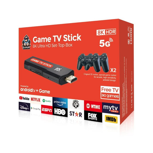 Dual System Game Stick 8K Retro Video Games Console with Wireless Controller 64G TV Sticks 10000+ Games