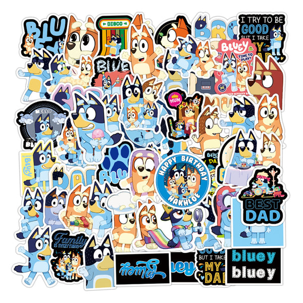 Bluey 50pcs stickers- no repeat, sun/water proof