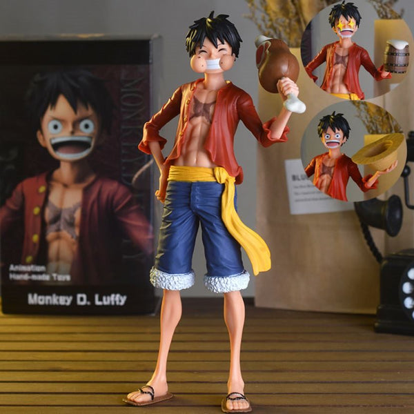 One Piece Action Figure Monkey D Luffy figures with 3 face and MEAT 27cm