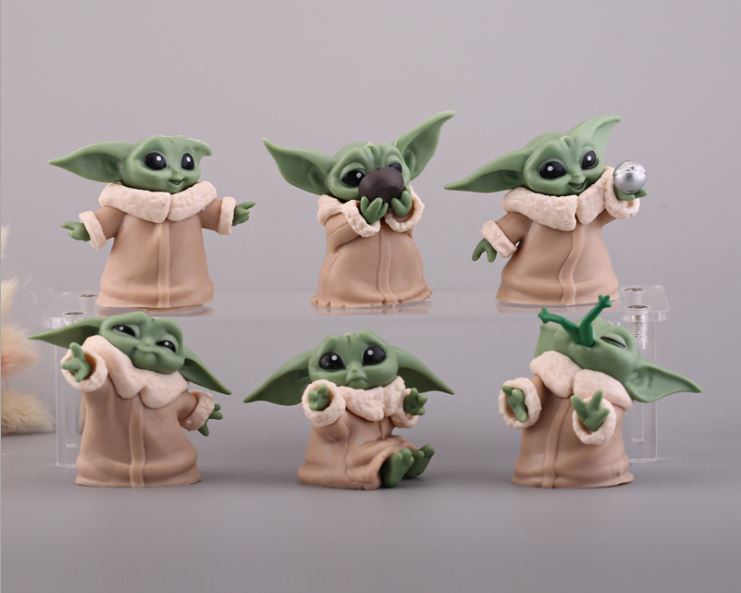 6pcs Star Wars Mandalorian Baby yoda cake Figures Collectable