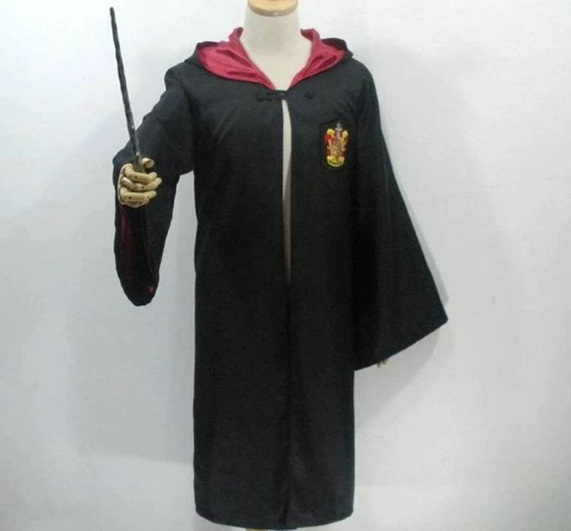 Harry Potter Cosplay Gryffindor Robe Cape Cloak +Glasses + Wand