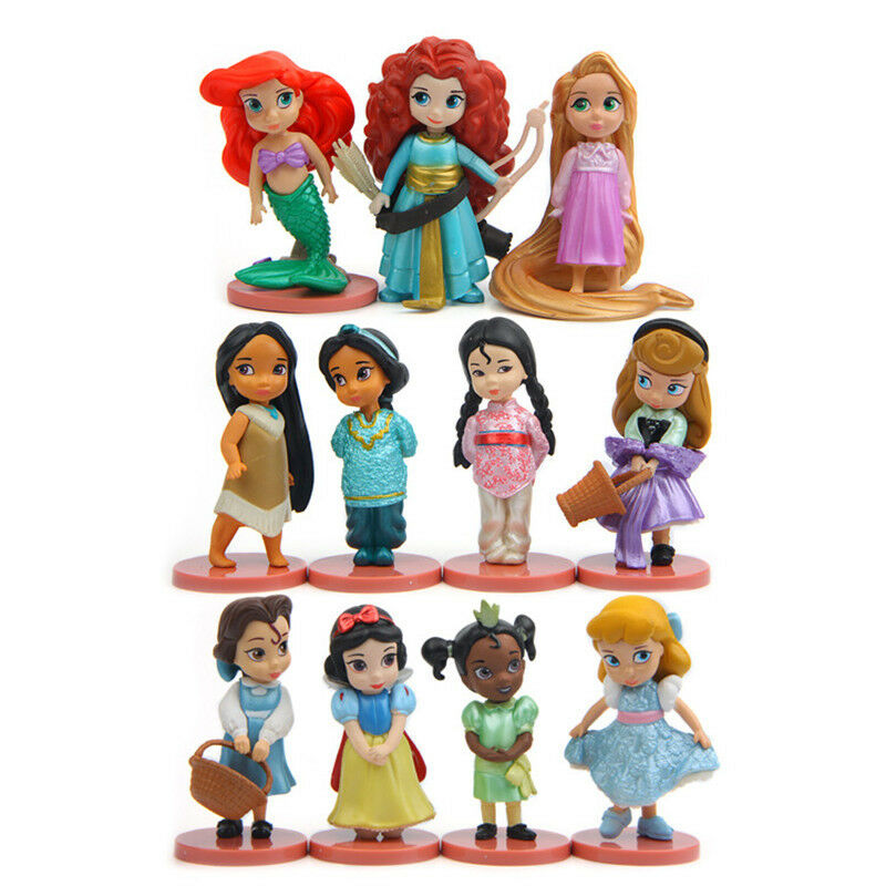 11Pcs Disney Princess Cake topper figures toy collectible gift set